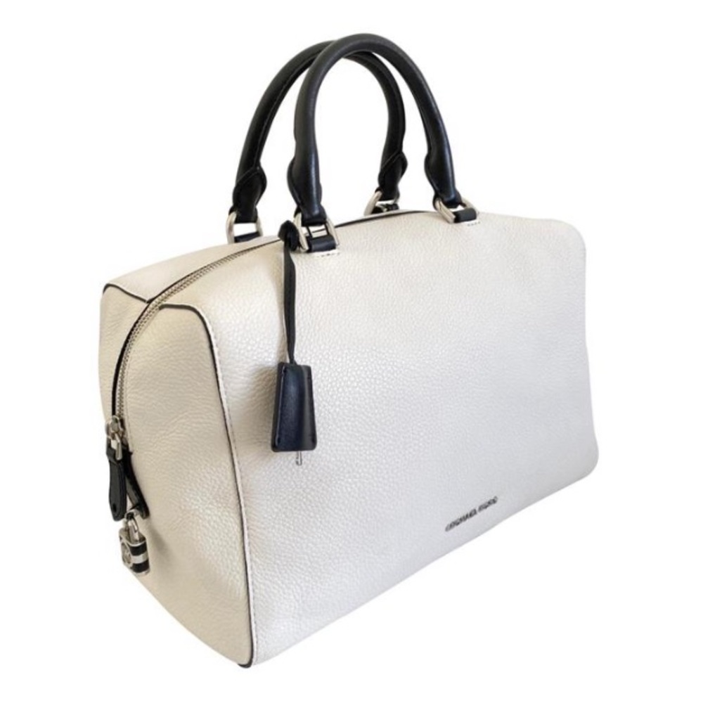 Michael Kors Duffle Bag Lock Key Pebble White Leather Satchel